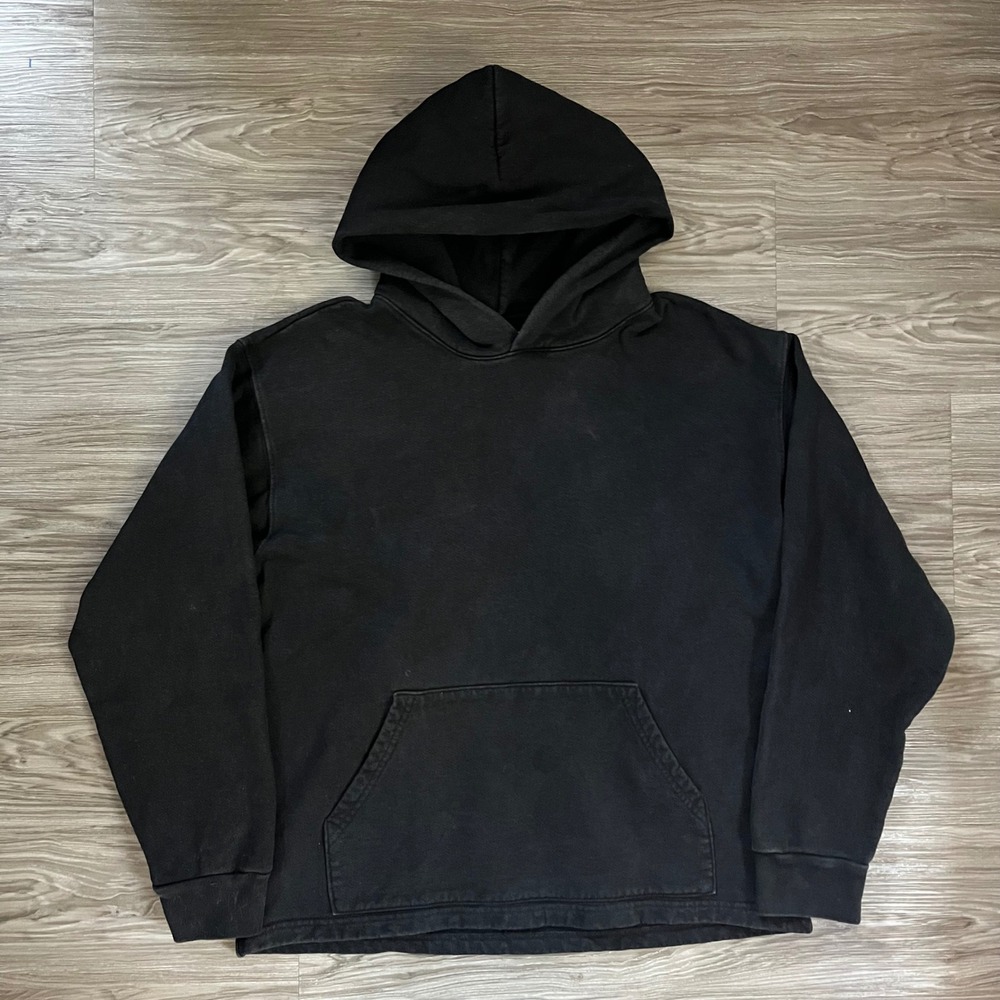 Madhappy Mens Washed Black Heavyweight Cotton Fleece Hoodie Large Made in USA